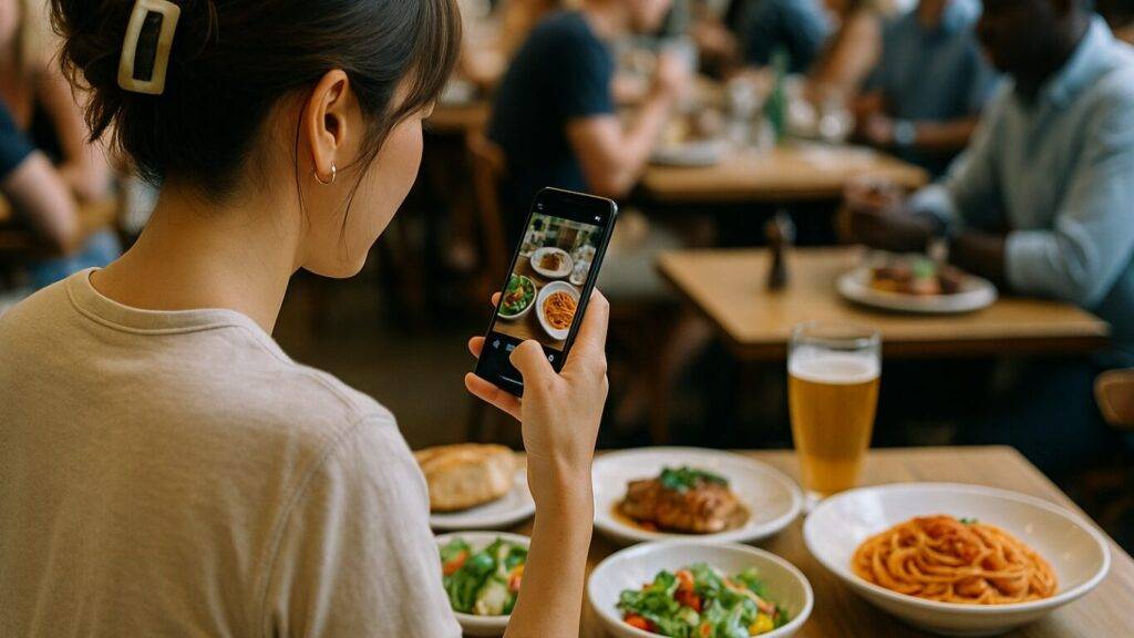 World eSIMの口コミを見て購入したeSIMで、現地での食事風景をSNSに投稿。
