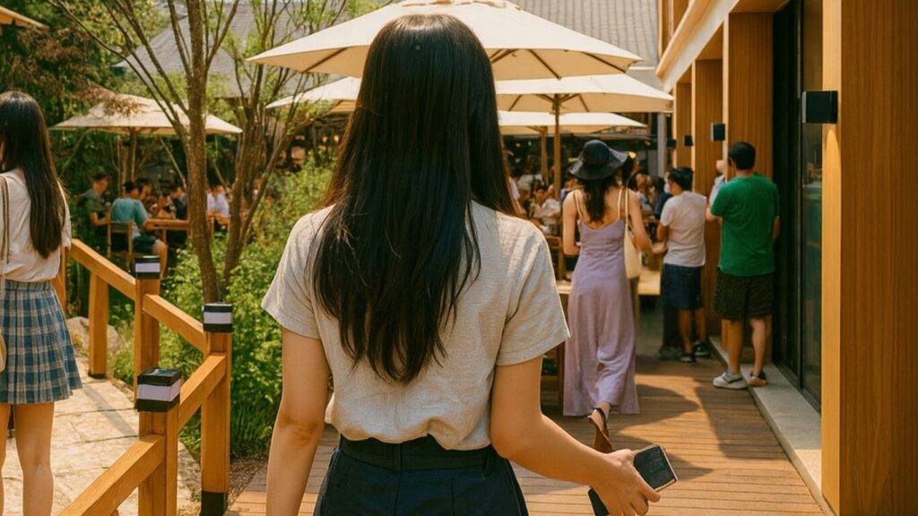 韓国ソウル・聖水洞の人気スポット。글로우성수（グロー聖水）に訪れる女性。