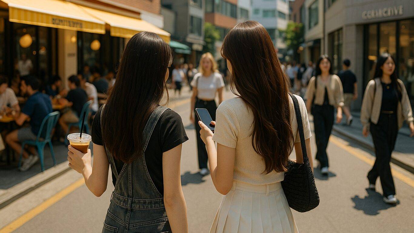 韓国ソウル・狎鴎亭（アックジョン）を女子旅で訪れた2人の女性。